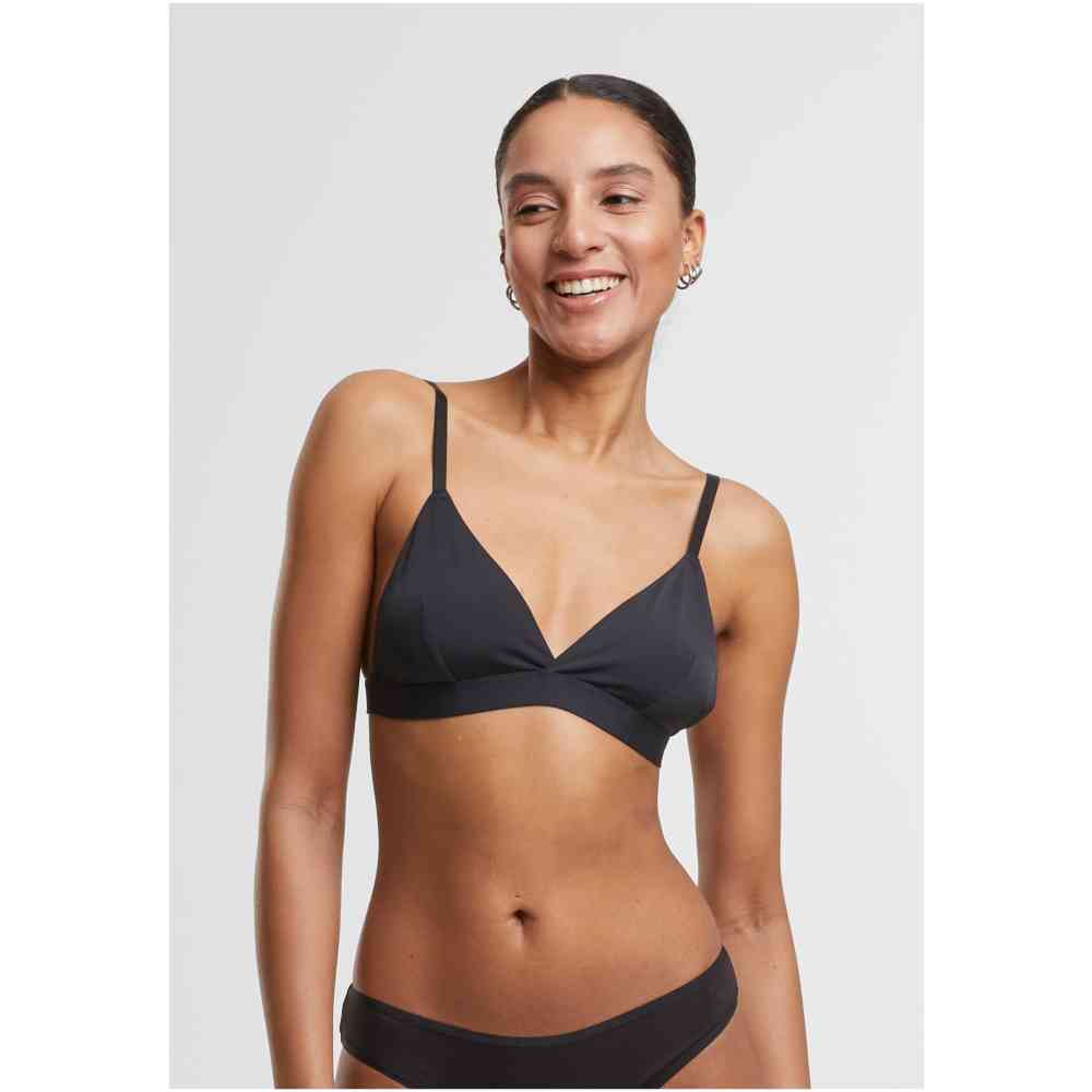 Urban Classics - Basic unpadded 2Pack BH - Schwarz/Hautfarbe